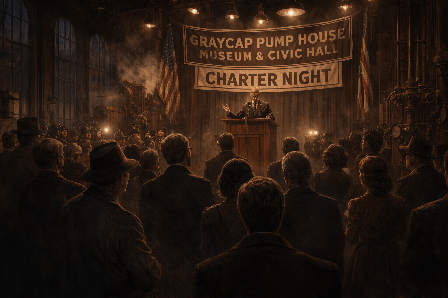 Inside the Pump House during Charter Night